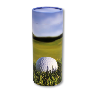 Golf cylindrical cremation urn