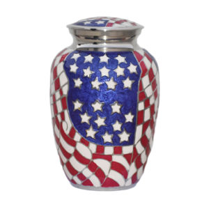 American flag themed cremation urn