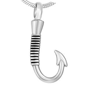 Fish hook necklace pendant cremation urn