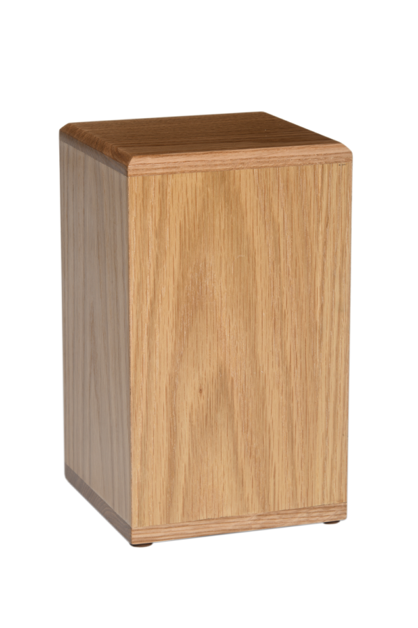 Oak square wood cremation urn