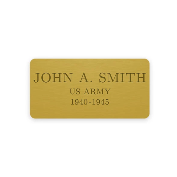 Gold engraving plate with sample engraving